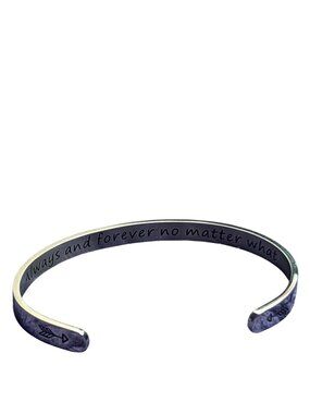 Always and Forever No Matter What Silvertone Cuff Bracelet Arrows 7.5 inches